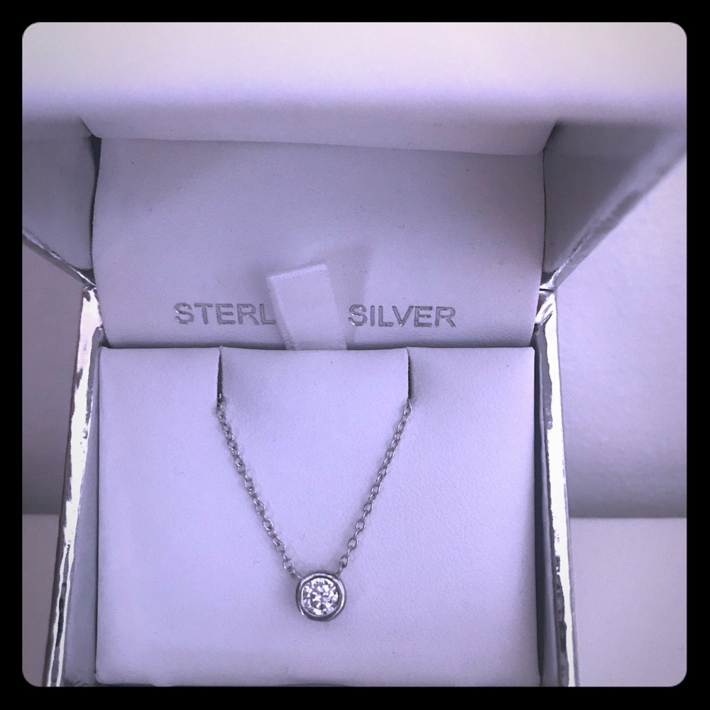Crislu CZ Solitaire Bezel Pendant in Pure Platinum